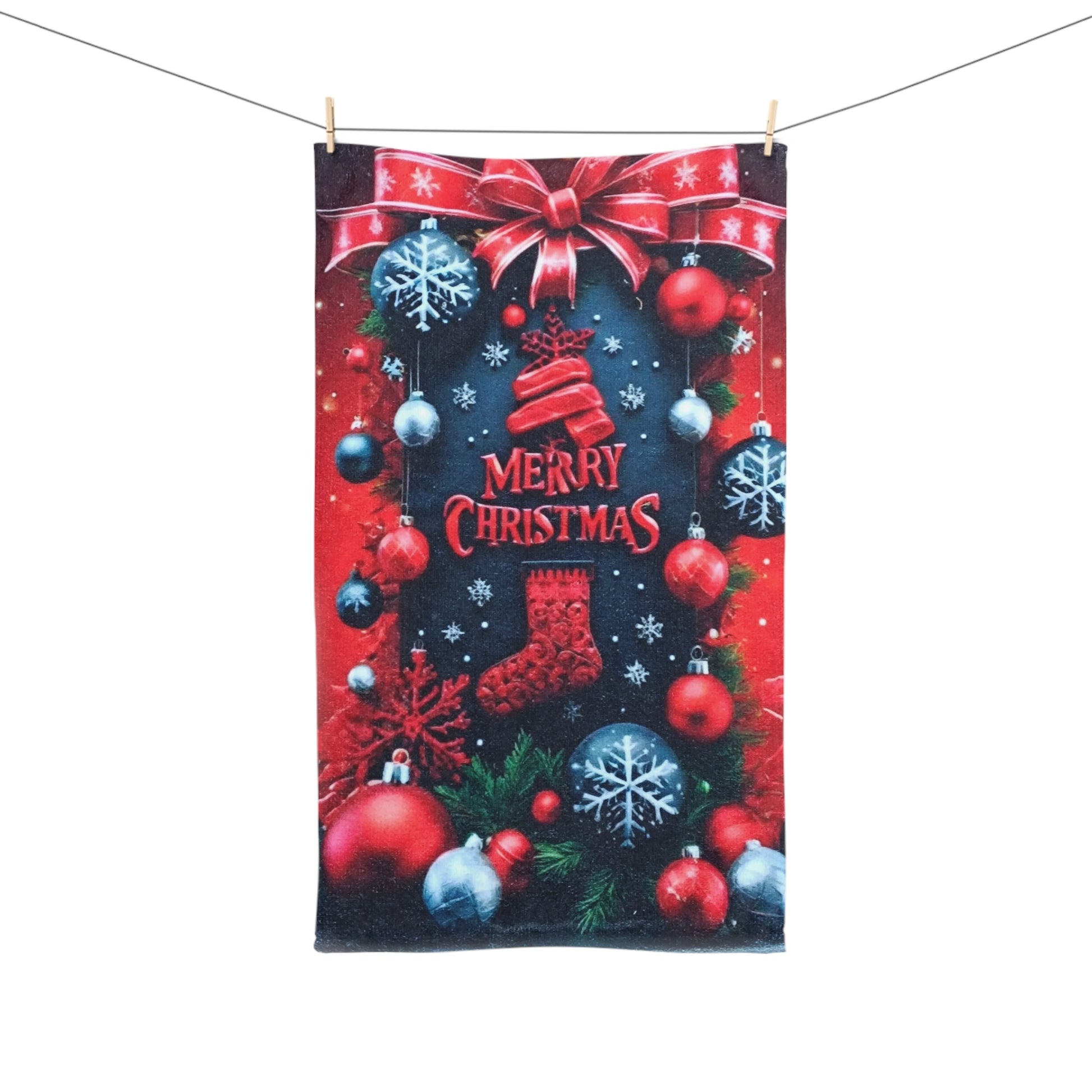 Festive Christmas Hand Towel - Merry Christmas Decor