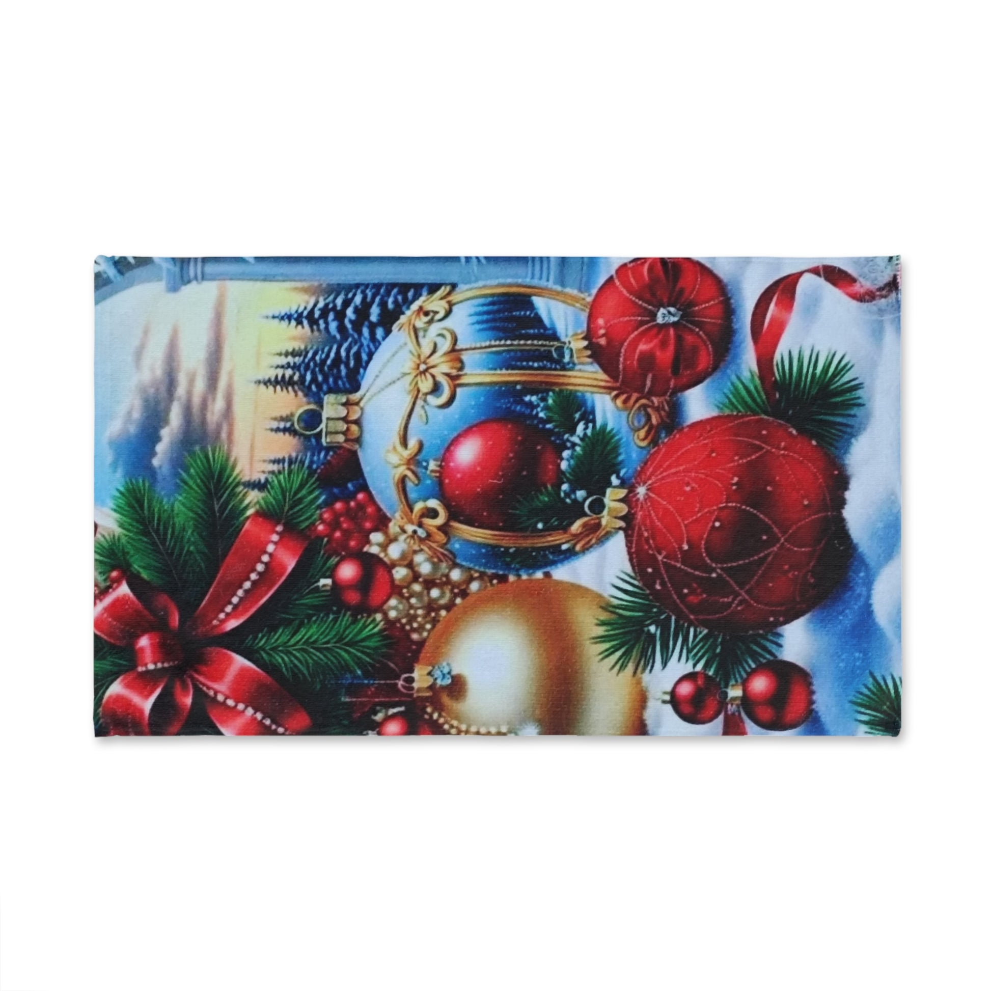 Festive Christmas Hand Towel - Holiday Decor with Ornaments & Ribbon