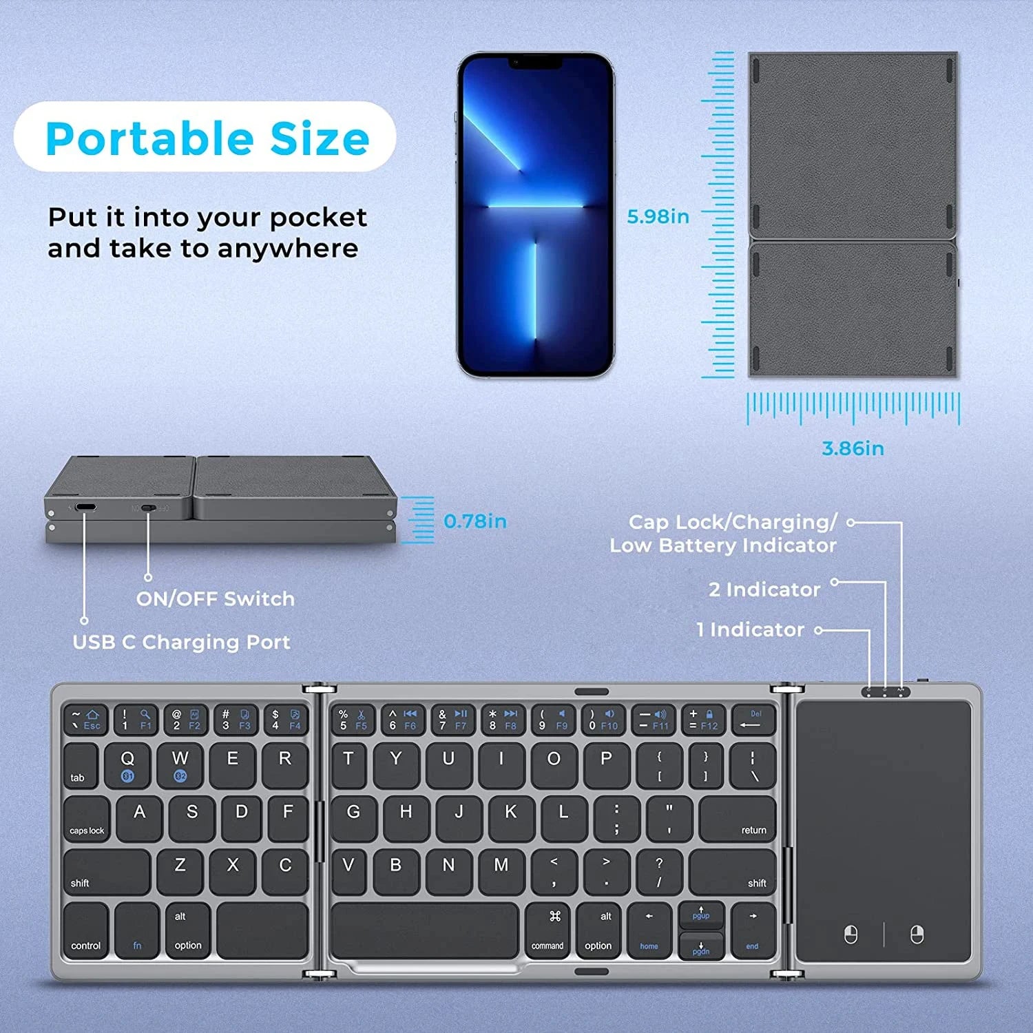 Minin  Wireless Foldable Keyboard